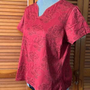Y2K Marsh Landing Red Paisley Short Sleeve Cotton Tee